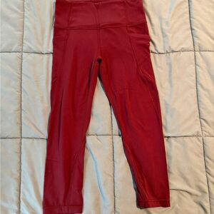 Athleta Salutation Stash Capri Burgundy